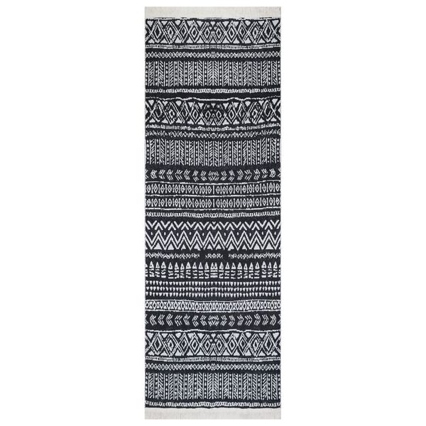 vidaXL Preproga črna in bela 100x300 cm bombaž