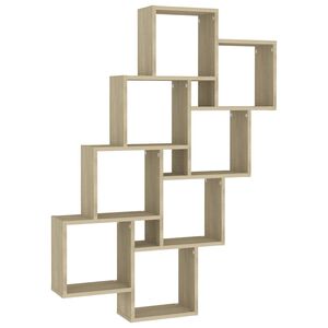 vidaXL Stenska polica kockasta sonoma hrast 90x15x119cm inženirski les