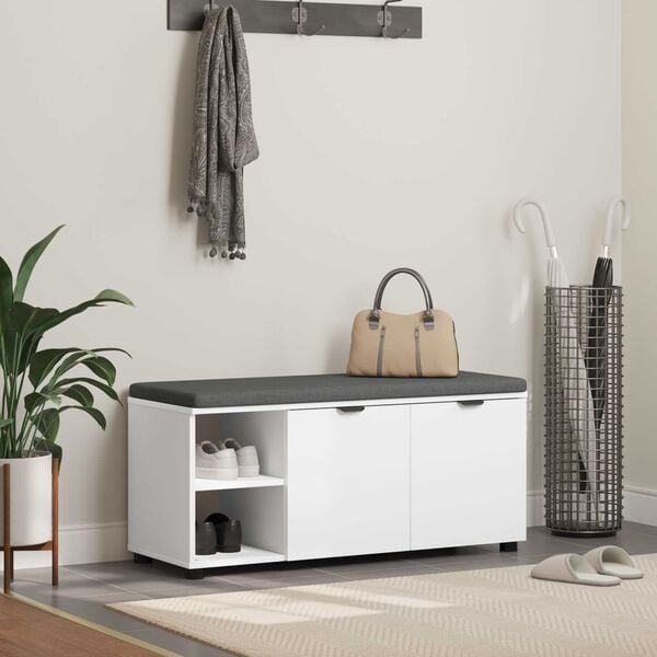 vidaXL Haldna klop Bela 100 x 38 x 46 cm Oblikovan Les in Tkanina