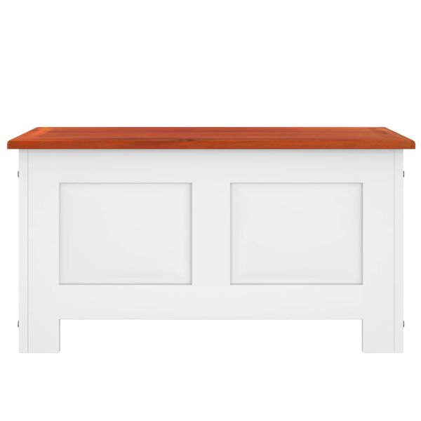 vidaXL Skrinja za shranjevanje s pokrovom rjav bel trden akacijev les