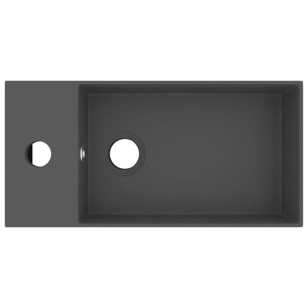 vidaXL Kopalniški umivalnik z luknjo keramičen temno siv