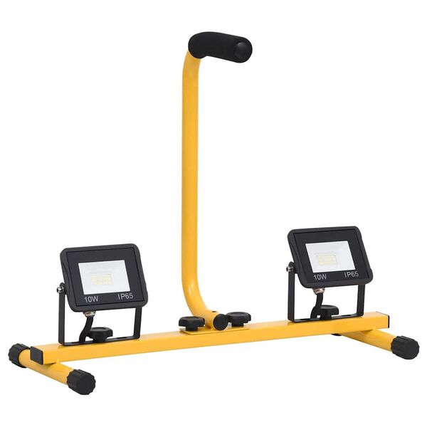 vidaXL LED reflektor z ročajem 2x10 W toplo bel