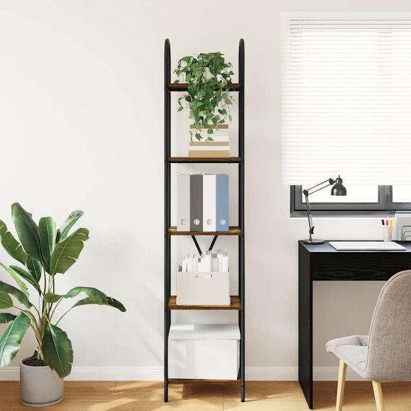 vidaXL Knjižna polica Dimljeni oreh 40 x 30 x 183 cm Konstruiran les