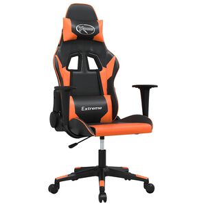 vidaXL Masažni gaming stol črno in oranžno umetno usnje