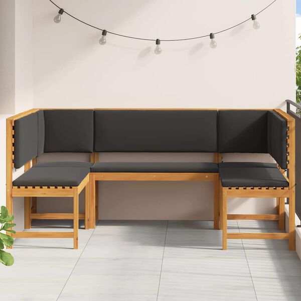 vidaXL Komplet klopi za vrt 5 pcs Rjava Masiven les akacije