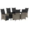vidaXL Komplet za jedilnico v vrtu z blazino 7 pcs Siva poli ratan