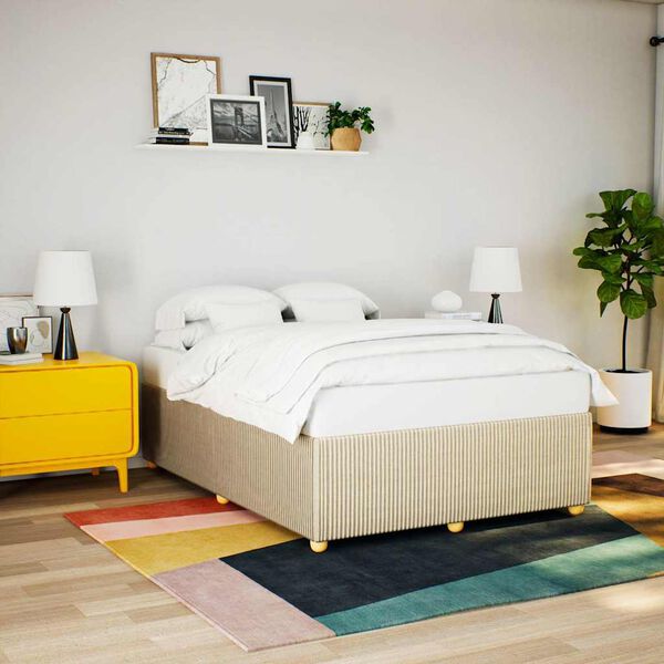 vidaXL Posteljni okvir brez vzmetnice krem 160x200 cm blago