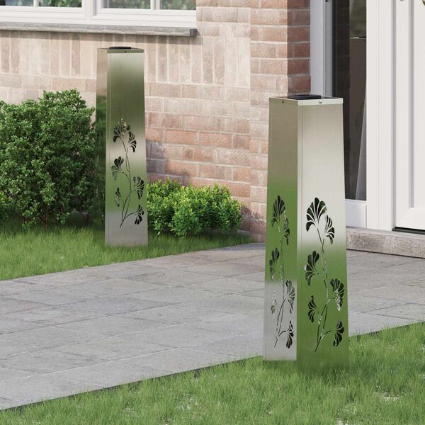 vidaXL Solarno LED svetilo za pot 2 pcs Rjav Cinkano