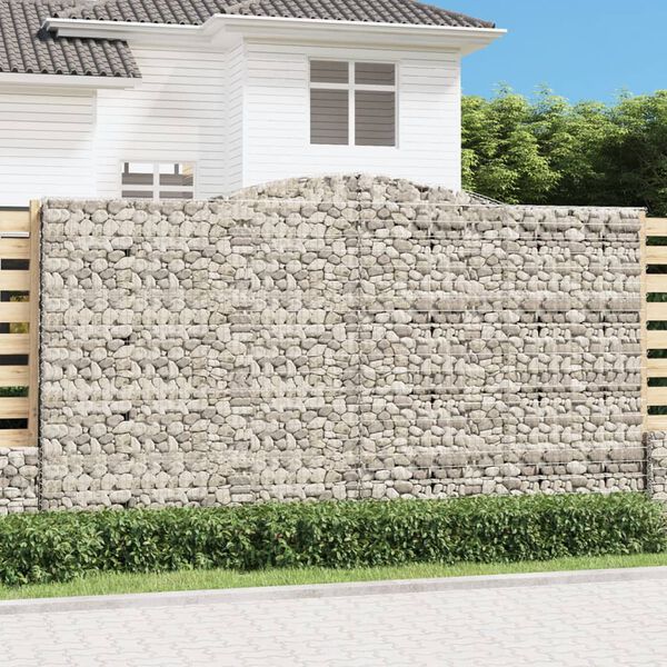 vidaXL Obokane gabion košare 10 kosa 400x50x220/240cm pocinkano železo