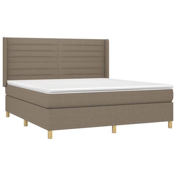 vidaXL Box spring postelja z vzmetnico LED taupe 180x200 cm blago