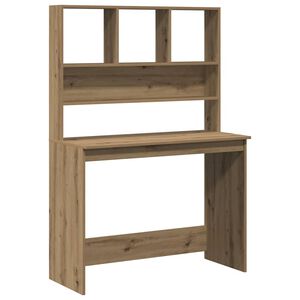 vidaXL Pisalna miza s policami artisian hrast 102x45x148 cm inž. les