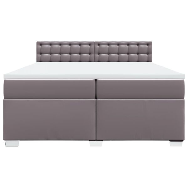vidaXL Box spring postelja z vzmetnico siva 200x200 cm umetno usnje