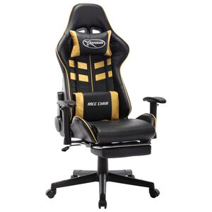 vidaXL Gaming stol z oporo za noge črno in zlato umetno usnje
