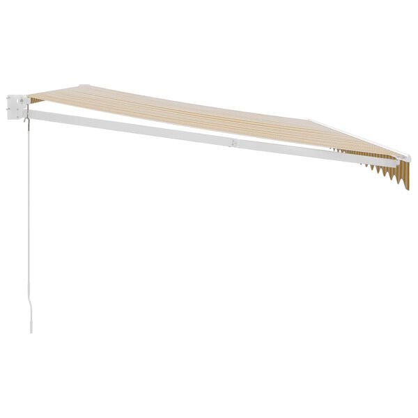 vidaXL Zložljiva tenda rumena in bela 5x3 m blago in aluminij