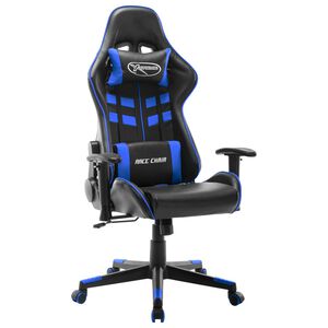 vidaXL Gaming stol črno in modro umetno usnje