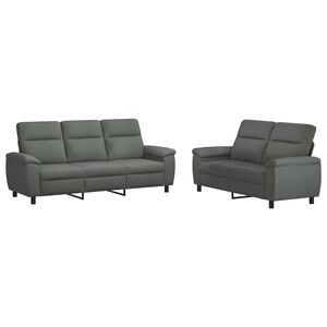 vidaXL Kavčna garnitura 2 pcs Temno siva Blago
