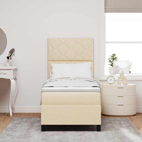 vidaXL Postelja z vzmetnico z vzmetnico krema 80 x 200 cm blago