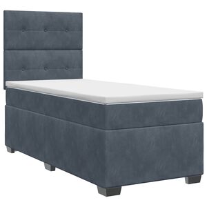 vidaXL Postelja boxspring z vzmetnico Temno siva 90 x 190 cm Žamet