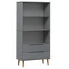 vidaXL Knjižna omara MOLDE siva 85x35x170,5 cm trdna borovina