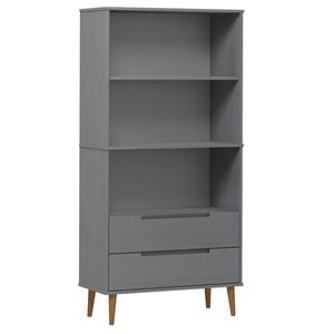 vidaXL Knjižna omara MOLDE siva 85x35x170,5 cm trdna borovina