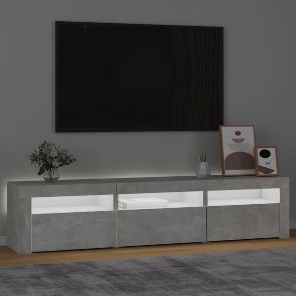 vidaXL TV omarica z LED lučkami betonsko siva 180x35x40 cm