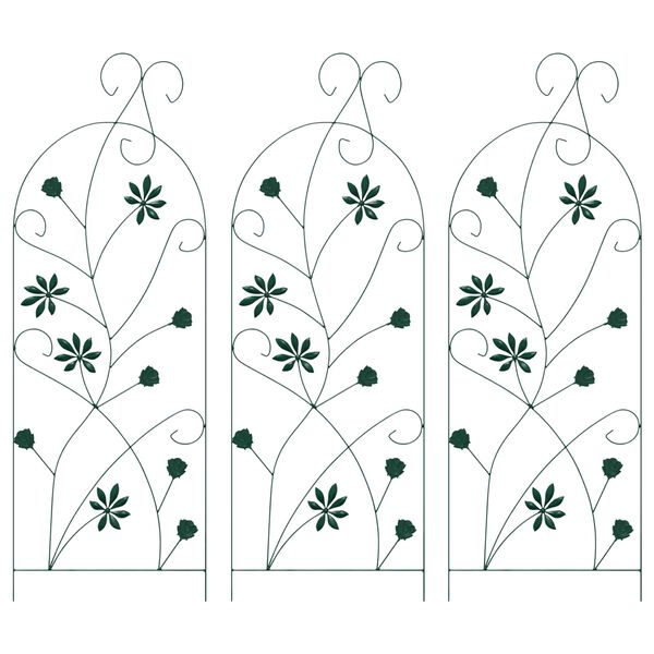 vidaXL Vrtna ograja 3 pcs Zelena 112 x 40 cm Jeklo