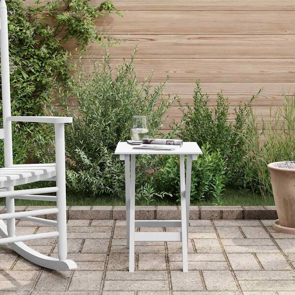 vidaXL Stranska mizica zložljiva bela trdna topolovina