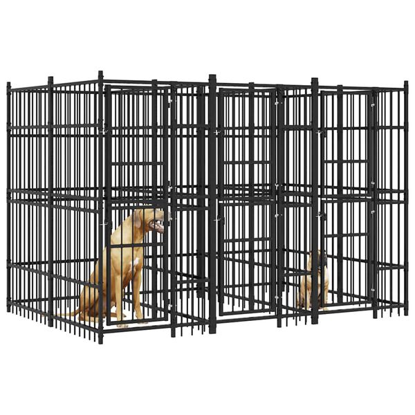 vidaXL Zunanji pasji boks jeklo 7,37 m&sup2;