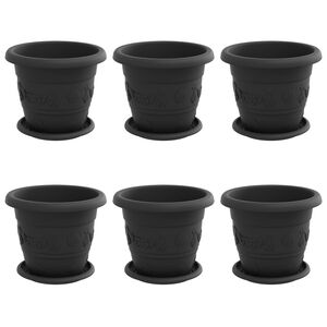 vidaXL Lončki za rastline 6 kos Črna &Oslash; 22 x 18 cm Plastika