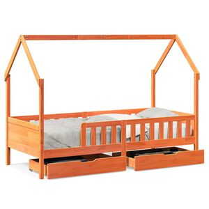 vidaXL Otro&scaron;ki posteljni okvir s predali 90x190 cm trdna borovina