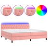 vidaXL Box spring postelja z vzmetnico LED roza 200x200 cm žamet