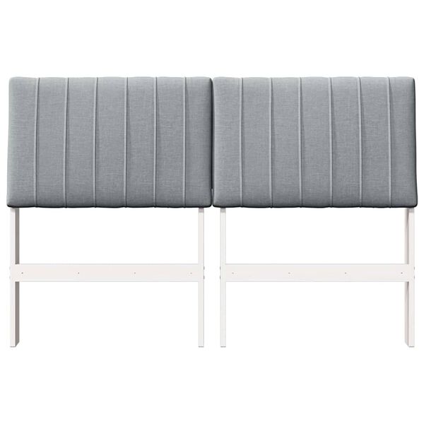 vidaXL Tapecirano vzglavje Svetlo siva 135 cm Masivno borovo les