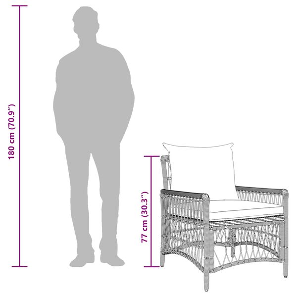 vidaXL Vrtni Stol Bež 60 x 70 x 78cm poli ratan