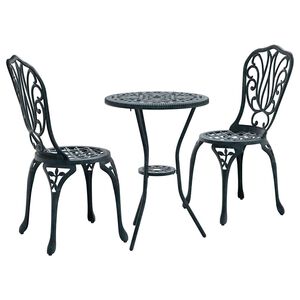 vidaXL Vrtnik Bistro Set 3 pcs Zelena Aluminij