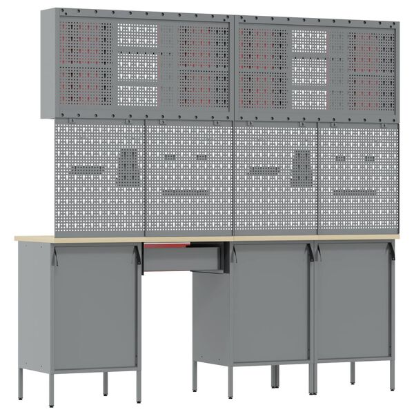 vidaXL Delovna omara s predalom 10 pcs Črna Inženirski les in jeklo