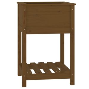 vidaXL Visoka greda s polico medeno rjava 54x54x81 cm trdna borovina