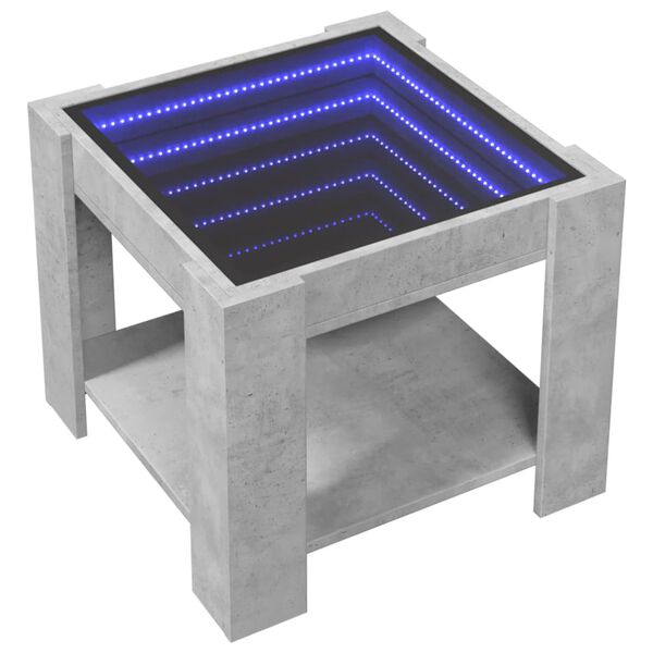 vidaXL Klubska mizica LED betonsko siva 53x53x45 cm inženirski les