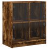 vidaXL Stranska omarica s steklenimi vrati dimljen hrast 68x37x75,5 cm