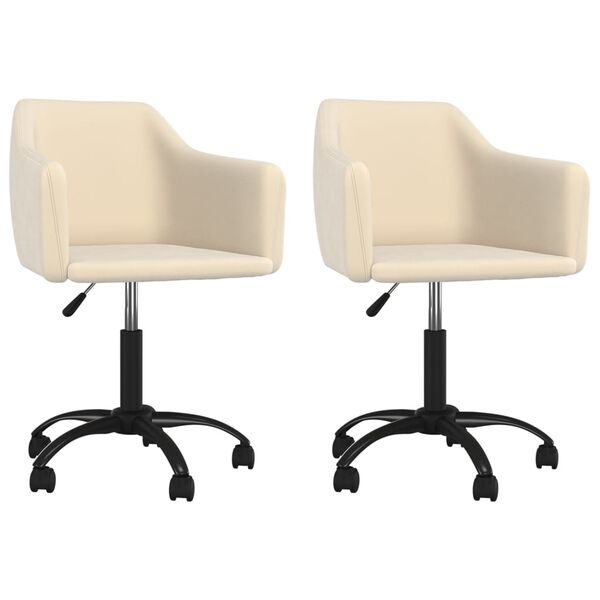 vidaXL Vrtljiv jedilni stol 2 kosa krem žamet