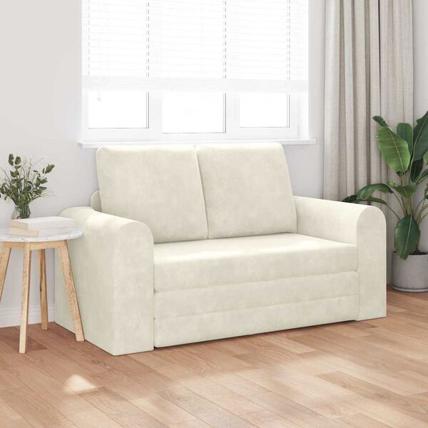 vidaXL Sofa postelja 60cm krema Žamet