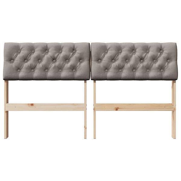 vidaXL Tapecirano vzglavje Taupe 140 cm Masivno borovo les