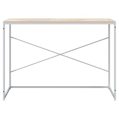 vidaXL Računalniška miza bela in hrast 110x60x70 cm iverna plošča