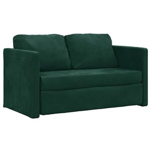 vidaXL Talni raztegljiv kavč 2 v 1 temno zelen 122x204x55 cm žamet