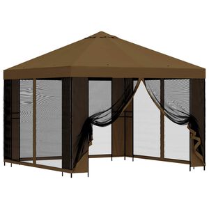vidaXL Vrtni gazebo s stranskimi stenami 3 x 3 m Taupe
