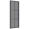 vidaXL Notranja vrata 76x201,5 cm črno ESG steklo in aluminij