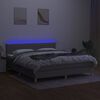 vidaXL Box spring postelja z vzmetnico LED sv. siva 180x200 cm blago