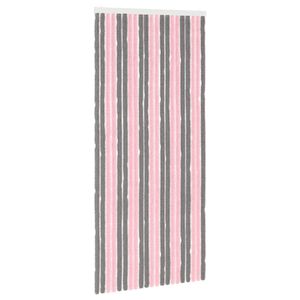 vidaXL Zaslon proti insektom Chenille Srebrno siva in roza 90 x 200 cm