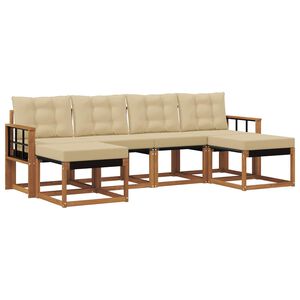vidaXL Zunanja garnitura za sedenje z blazino 6 pcs Naravna in bež