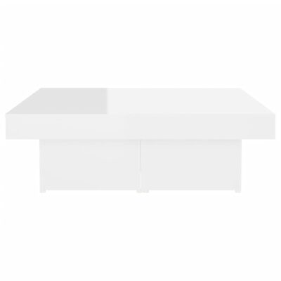 vidaXL Klubska mizica visok sijaj bela 90x90x28 cm iverna plošča