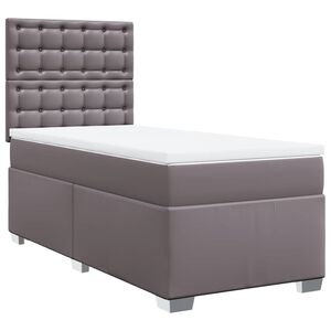vidaXL Box spring postelja z vzmetnico siva 80x200 cm umetno usnje